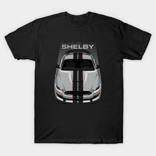 Ford Mustang Shelby GT350R 2015 - 2020 - Avalanche Grey - Black Stripes T-Shirt by V8social